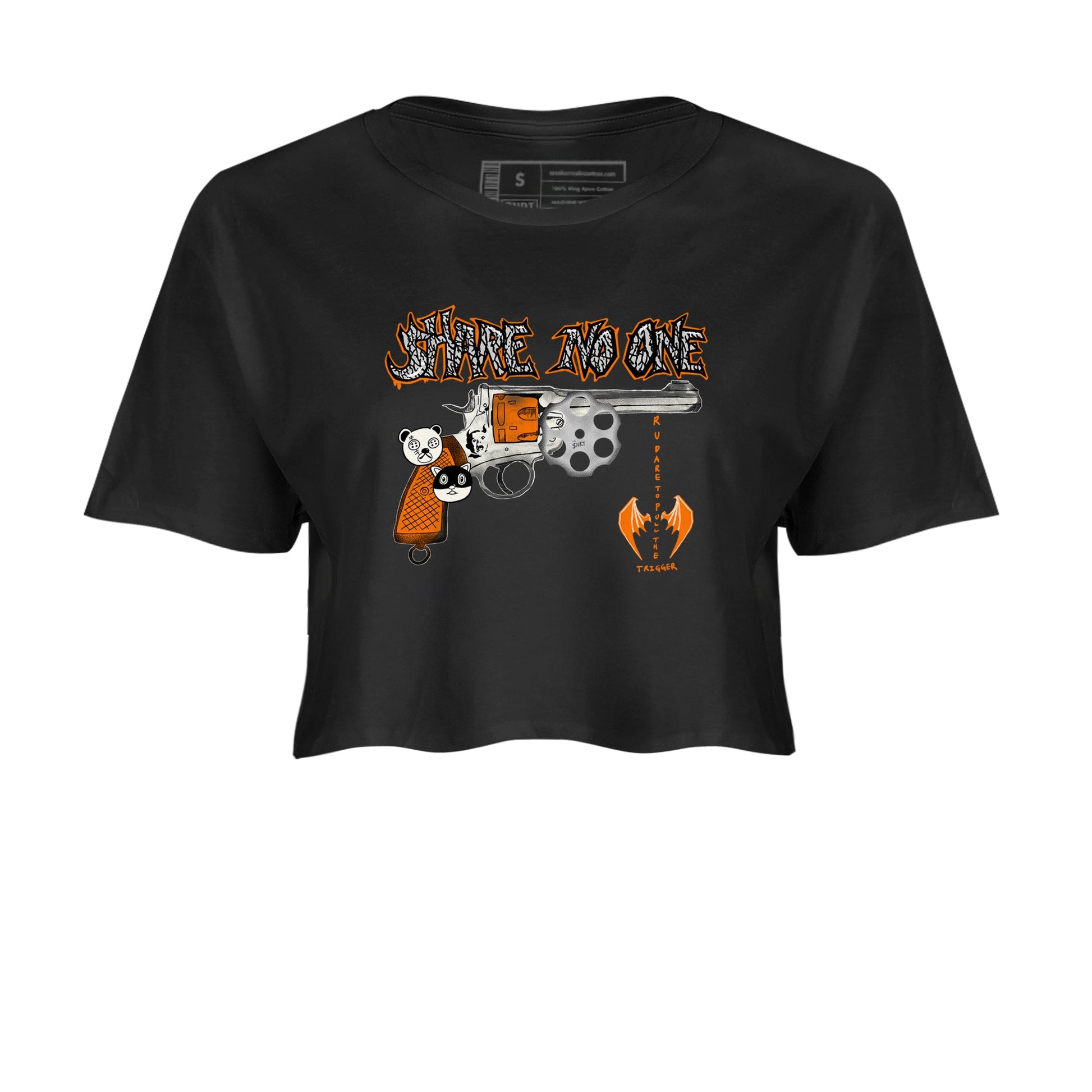 3s Georgia Peach shirt to match jordans Share No One sneaker tees Air Jordan 3 Georgia Peach SNRT Sneaker Release Tees Black 2 crop length shirt