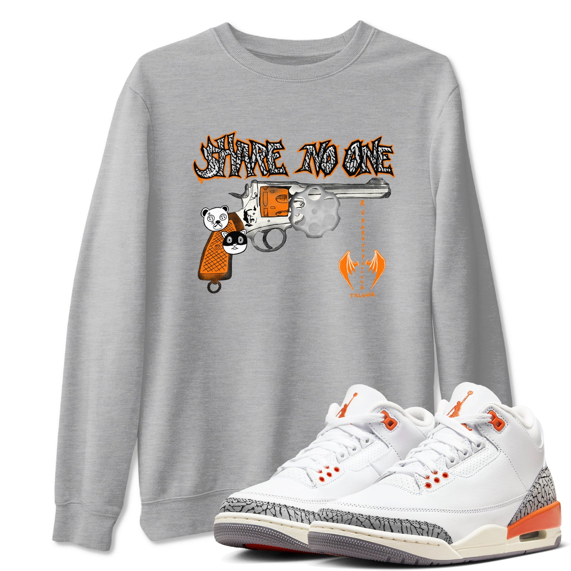 3s Georgia Peach shirt to match jordans Share No One sneaker tees Air Jordan 3 Georgia Peach SNRT Sneaker Release Tees unisex cotton Heather Grey 1 crew neck shirt
