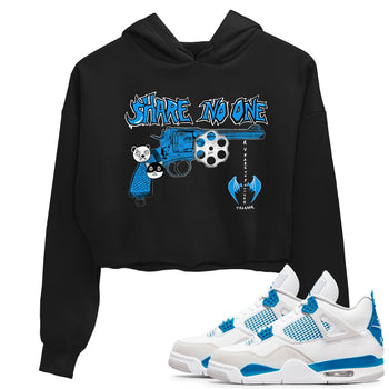 Air Jordan 4 Military Blue shirt to match jordans Share No One sneaker tees Air Jordan 4 Military Blue SNRT Sneaker Release Tees Black 1 crop length shirt
