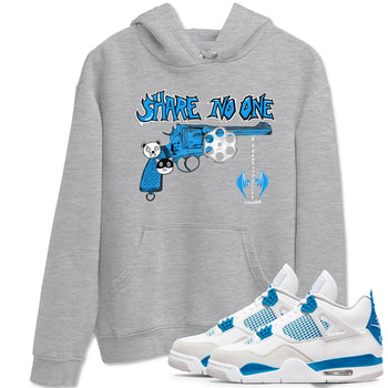 Air Jordan 4 Military Blue shirt to match jordans Share No One sneaker tees Air Jordan 4 Military Blue SNRT Sneaker Release Tees unisex cotton Heather Grey 1 crew neck shirt