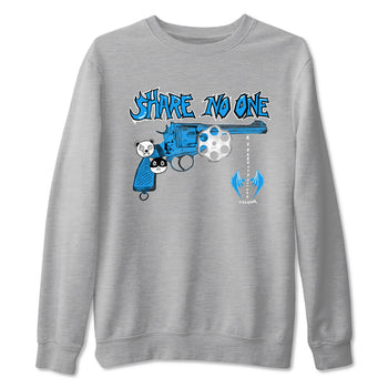Air Jordan 4 Military Blue shirt to match jordans Share No One sneaker tees Air Jordan 4 Military Blue SNRT Sneaker Release Tees unisex cotton Heather Grey 2 crew neck shirt