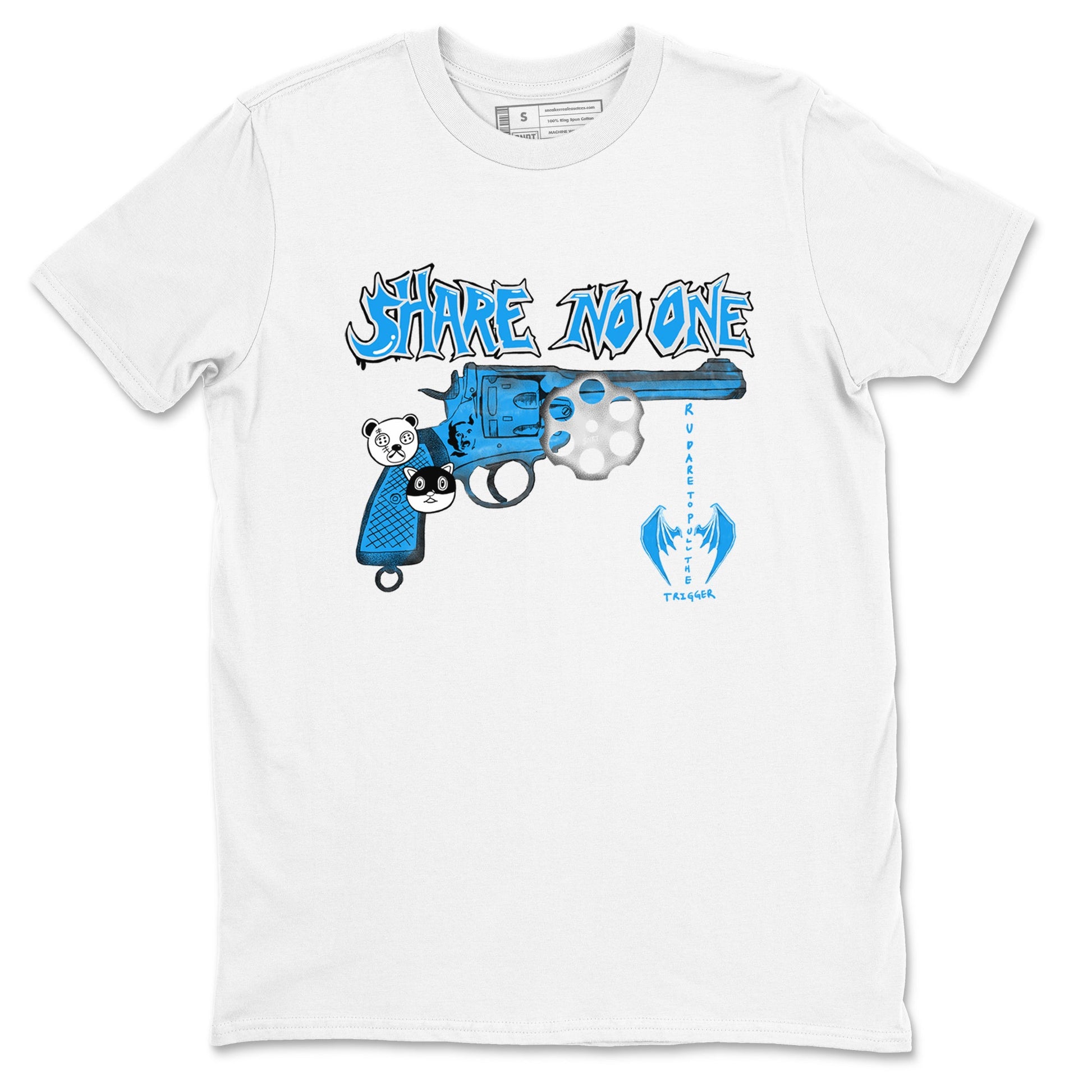 Air Jordan 4 Military Blue shirt to match jordans Share No One sneaker tees Air Jordan 4 Military Blue SNRT Sneaker Release Tees unisex cotton White 2 crew neck shirt