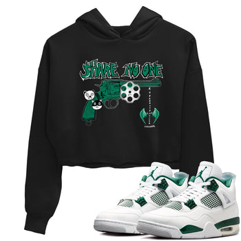 4s Oxidized Green shirts to match jordans Share No One sneaker match tees Air Jordan 4 Oxidized Green SNRT Sneaker Tees streetwear brand Black 1 crop tee