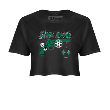 4s Oxidized Green shirts to match jordans Share No One sneaker match tees Air Jordan 4 Oxidized Green SNRT Sneaker Tees streetwear brand Black 2 crop tee