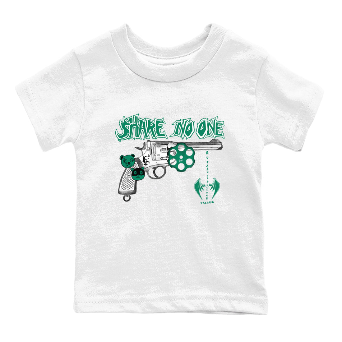 4s Oxidized Green shirts to match jordans Share No One sneaker match tees Air Jordan 4 Oxidized Green SNRT Sneaker Tees streetwear brand Baby and Youth White 2 cotton tee