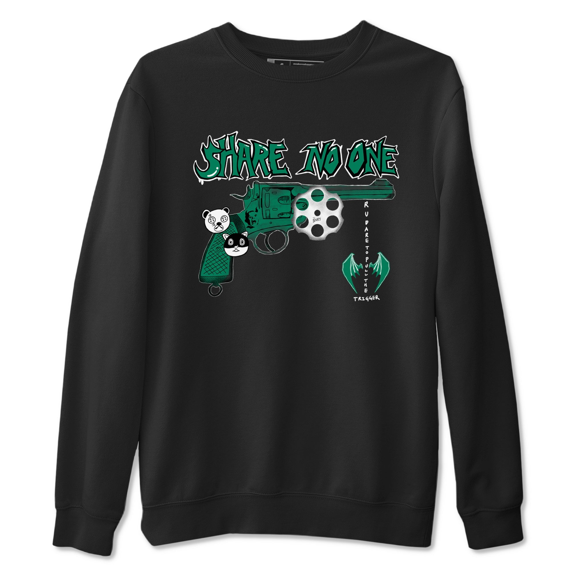 4s Oxidized Green shirts to match jordans Share No One sneaker match tees Air Jordan 4 Oxidized Green SNRT Sneaker Tees streetwear brand Black 2 unisex cotton tee