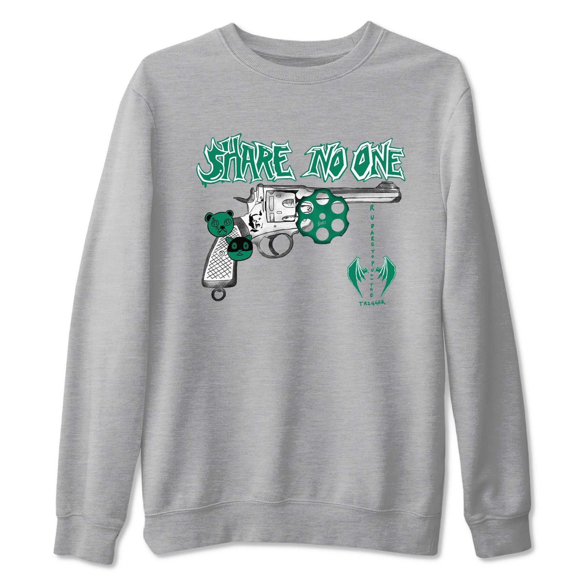 4s Oxidized Green shirts to match jordans Share No One sneaker match tees Air Jordan 4 Oxidized Green SNRT Sneaker Tees streetwear brand Heather Grey 2 unisex cotton tee