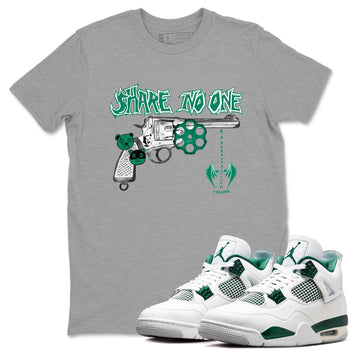 4s Oxidized Green shirts to match jordans Share No One sneaker match tees Air Jordan 4 Oxidized Green SNRT Sneaker Tees streetwear brand Heather Grey 1 unisex cotton tee
