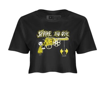 4s Vivid Sulfur shirt to match jordans Share No One sneaker tees Air Jordan 4 Vivid Sulfur SNRT Sneaker Release Tees Black 2 crop length shirt