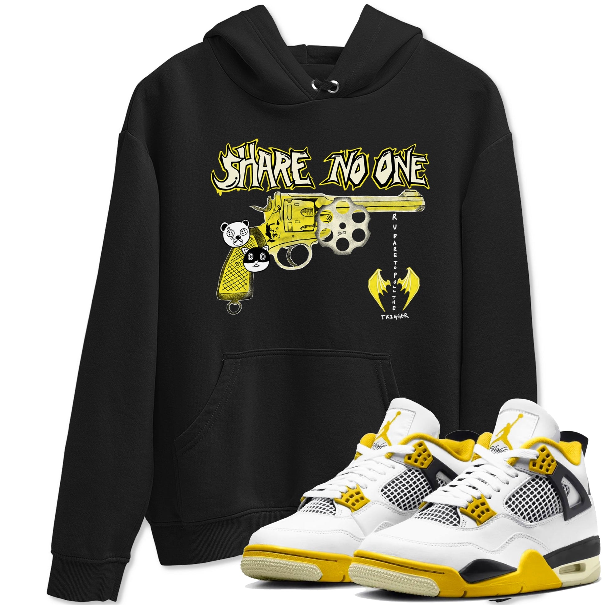 4s Vivid Sulfur shirt to match jordans Share No One sneaker tees Air Jordan 4 Vivid Sulfur SNRT Sneaker Release Tees unisex cotton Black 1 crew neck shirt