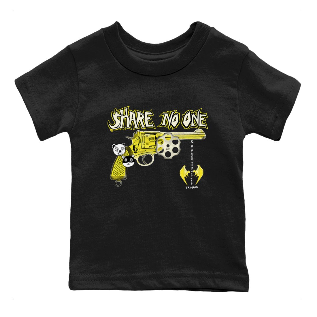 4s Vivid Sulfur shirt to match jordans Share No One sneaker tees Air Jordan 4 Vivid Sulfur SNRT sneaker release tees baby toddler Black 2 cotton Shirt