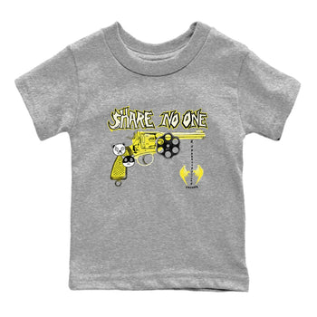 4s Vivid Sulfur shirt to match jordans Share No One sneaker tees Air Jordan 4 Vivid Sulfur SNRT sneaker release tees baby toddler Heather Grey 2 cotton Shirt