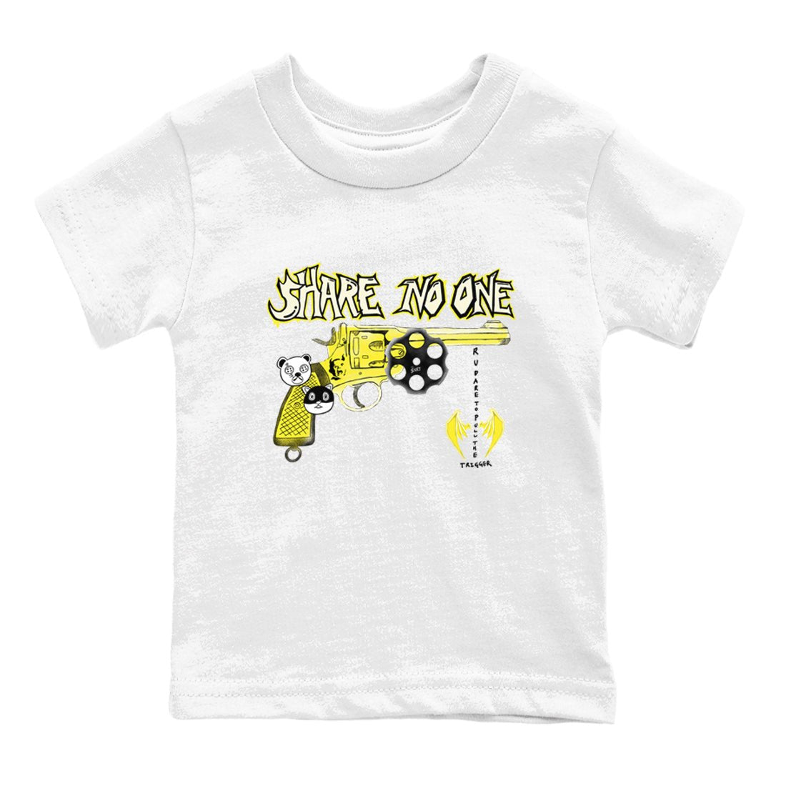 4s Vivid Sulfur shirt to match jordans Share No One sneaker tees Air Jordan 4 Vivid Sulfur SNRT sneaker release tees baby toddler White 2 cotton Shirt
