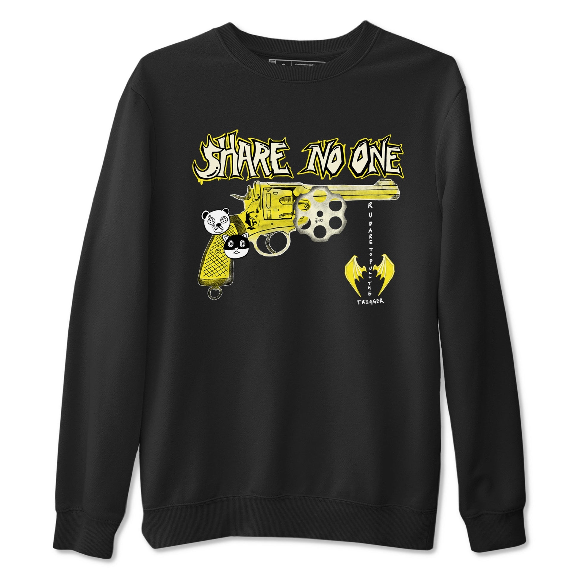 4s Vivid Sulfur shirt to match jordans Share No One sneaker tees Air Jordan 4 Vivid Sulfur SNRT Sneaker Release Tees unisex cotton Black 2 crew neck shirt