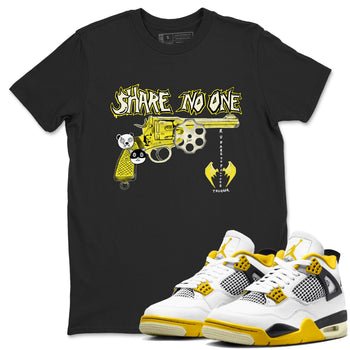 4s Vivid Sulfur shirt to match jordans Share No One sneaker tees Air Jordan 4 Vivid Sulfur SNRT Sneaker Release Tees unisex cotton Black 1 crew neck shirt