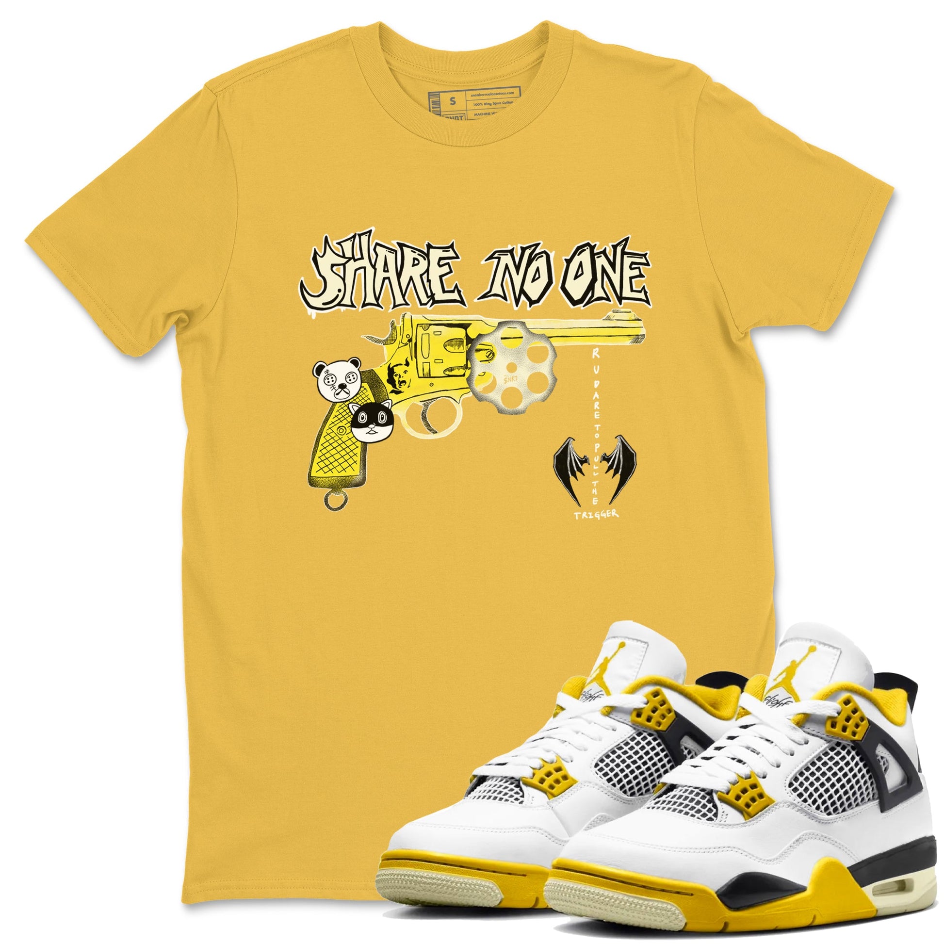4s Vivid Sulfur shirt to match jordans Share No One sneaker tees Air Jordan 4 Vivid Sulfur SNRT Sneaker Release Tees unisex cotton Daisy 1 crew neck shirt