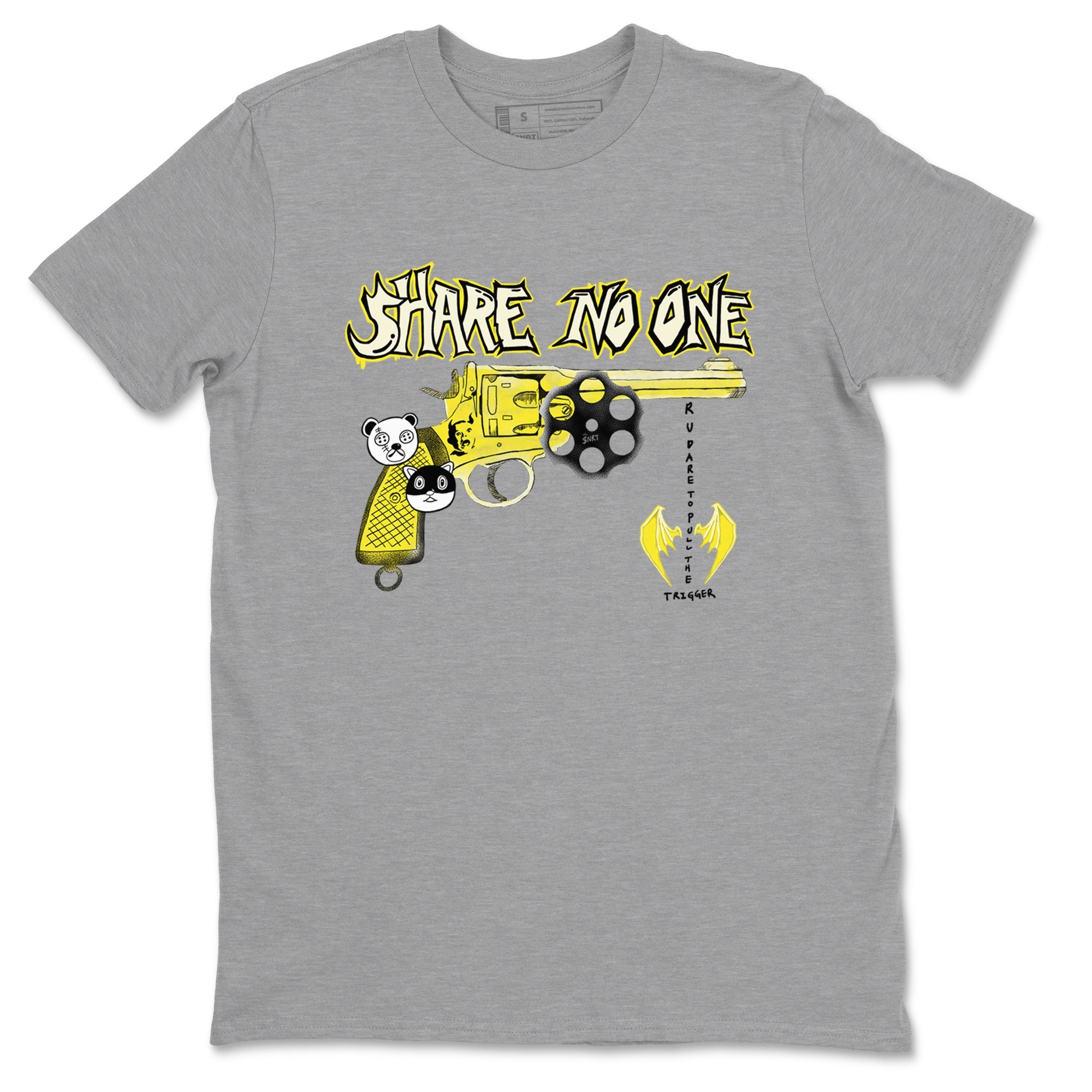 4s Vivid Sulfur shirt to match jordans Share No One sneaker tees Air Jordan 4 Vivid Sulfur SNRT Sneaker Release Tees unisex cotton Heather Grey 2 crew neck shirt