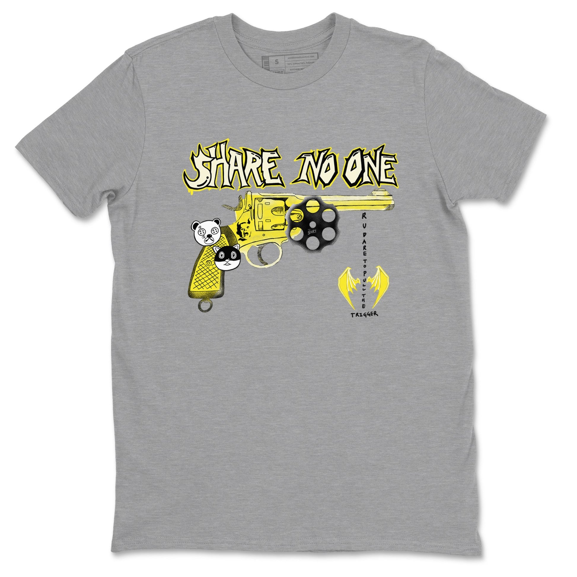 4s Vivid Sulfur shirt to match jordans Share No One sneaker tees Air Jordan 4 Vivid Sulfur SNRT Sneaker Release Tees unisex cotton Heather Grey 2 crew neck shirt
