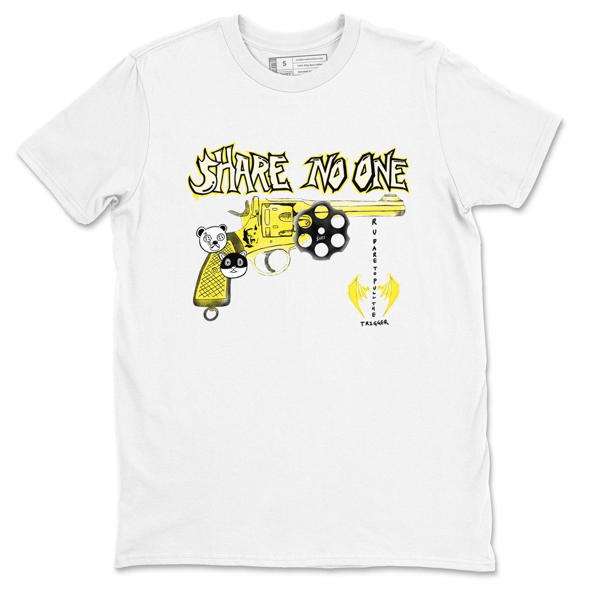 4s Vivid Sulfur shirt to match jordans Share No One sneaker tees Air Jordan 4 Vivid Sulfur SNRT Sneaker Release Tees unisex cotton White 2 crew neck shirt