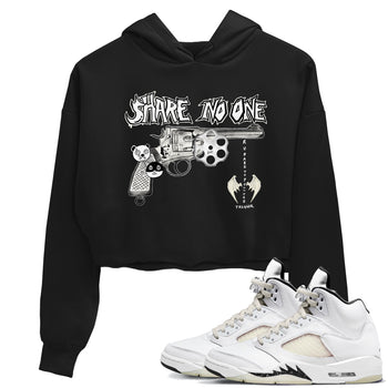 5s Sail shirt to match jordans Share No One sneaker tees Air Jordan 5 Sail SNRT Sneaker Release Tees Black 1 crop length shirt