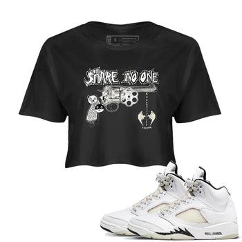 5s Sail shirt to match jordans Share No One sneaker tees Air Jordan 5 Sail SNRT Sneaker Release Tees Black 1 crop length shirt