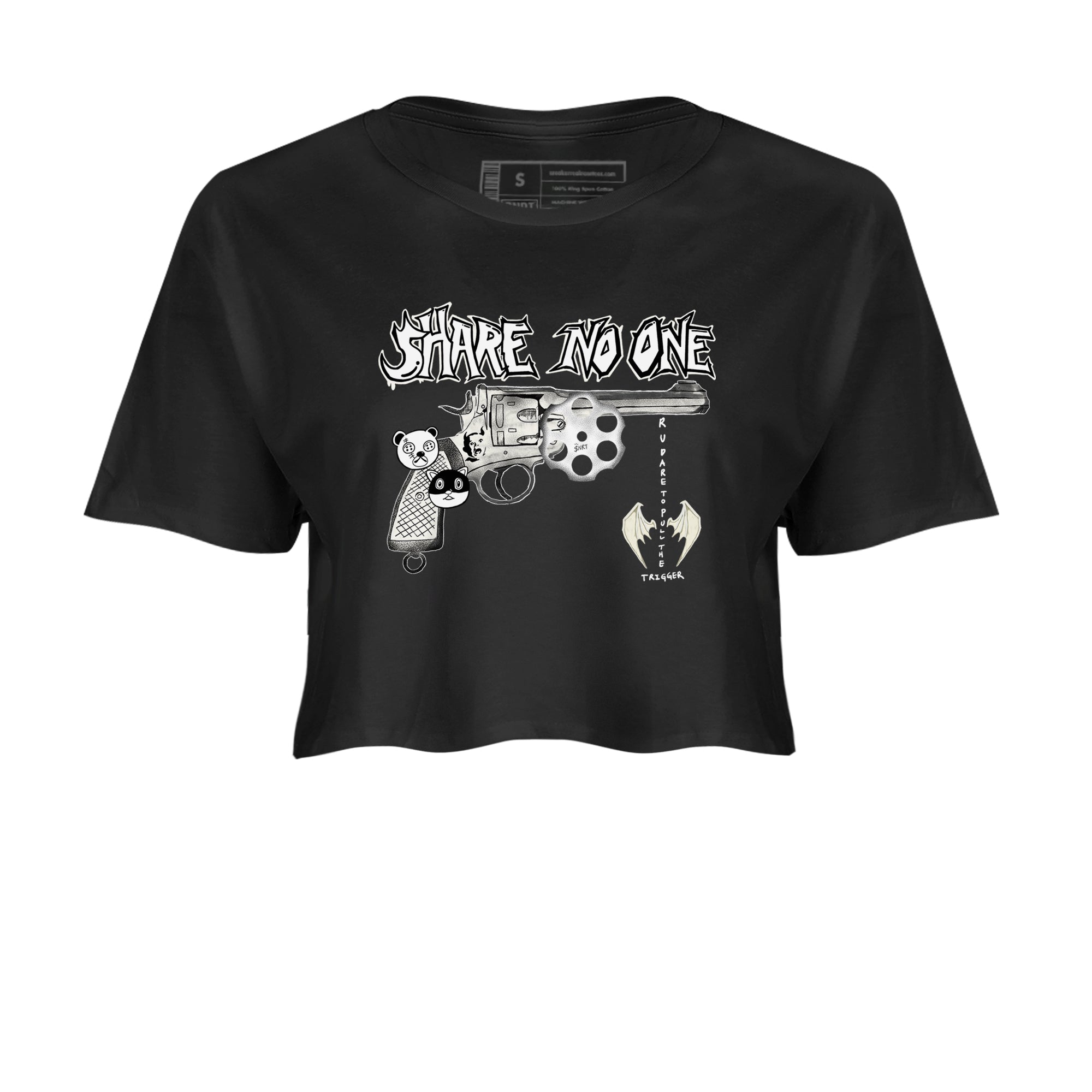 5s Sail shirt to match jordans Share No One sneaker tees Air Jordan 5 Sail SNRT Sneaker Release Tees Black 2 crop length shirt