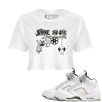 5s Sail shirt to match jordans Share No One sneaker tees Air Jordan 5 Sail SNRT Sneaker Release Tees White 1 crop length shirt