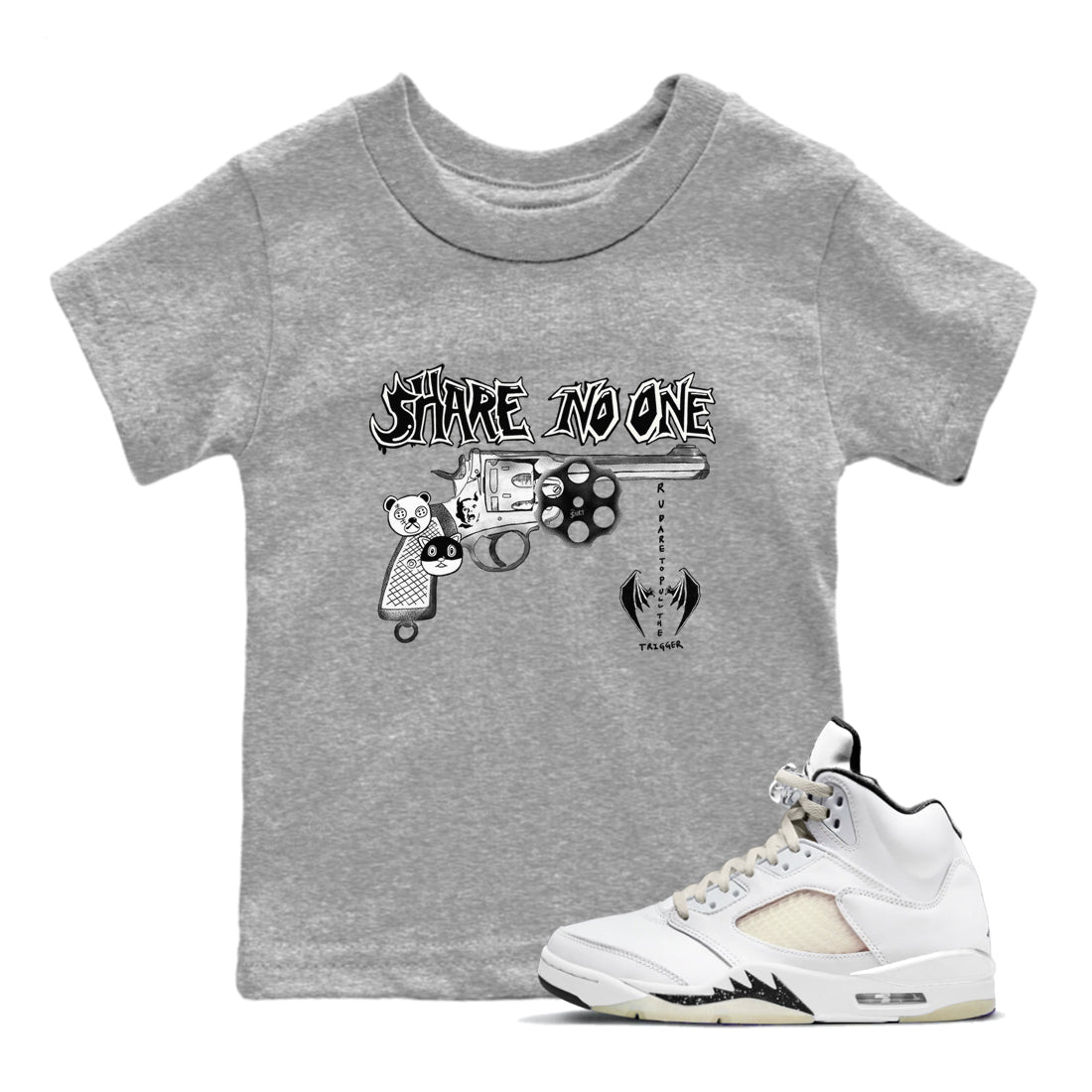 5s Sail shirt to match jordans Share No One sneaker tees Air Jordan 5 Sail SNRT sneaker release tees baby toddler Heather Grey 1 cotton Shirt