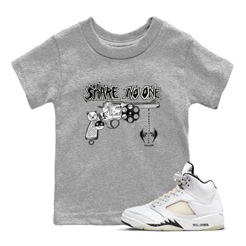 5s Sail shirt to match jordans Share No One sneaker tees Air Jordan 5 Sail SNRT sneaker release tees baby toddler Heather Grey 1 cotton Shirt