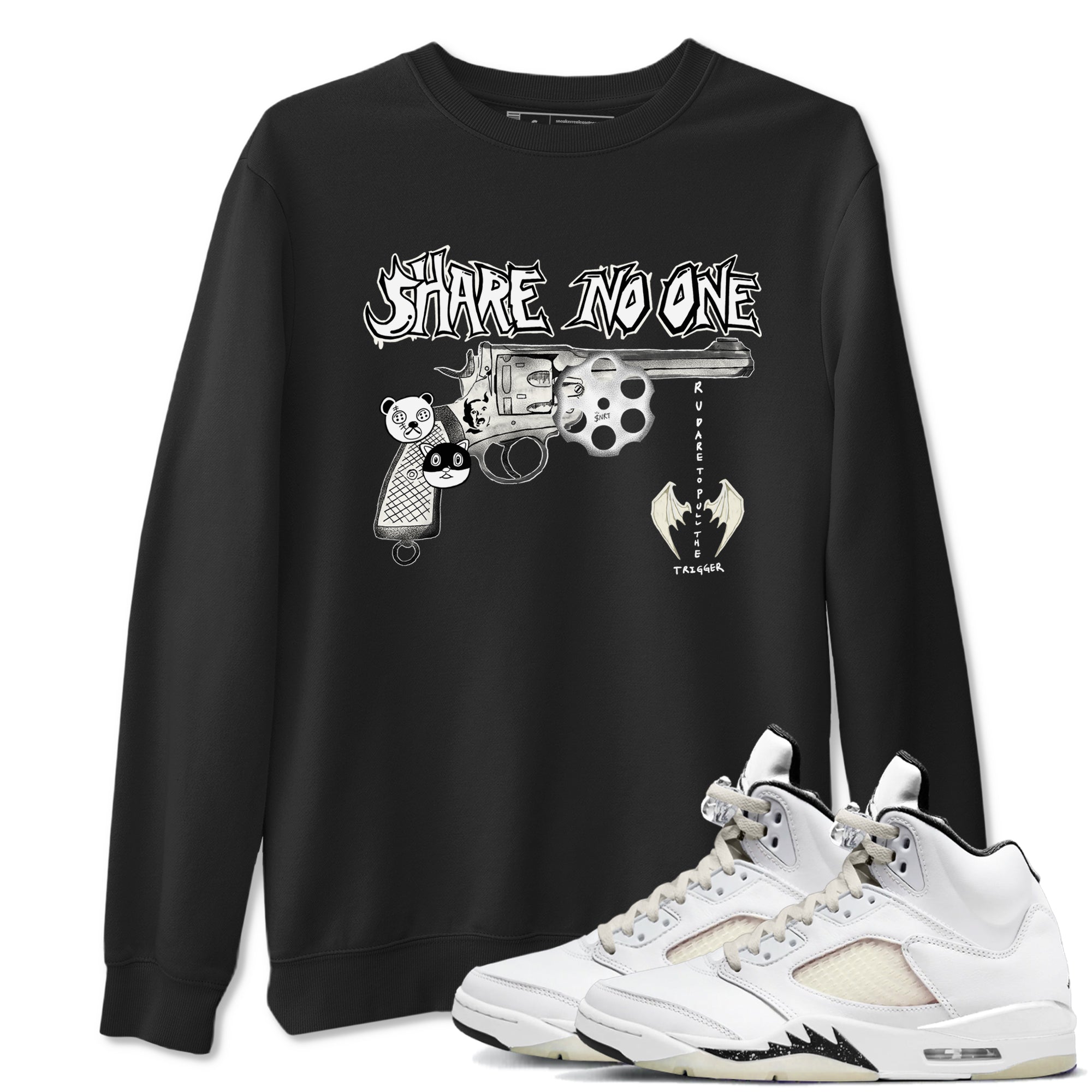 5s Sail shirt to match jordans Share No One sneaker tees Air Jordan 5 Sail SNRT Sneaker Release Tees unisex cotton Black 1 crew neck shirt