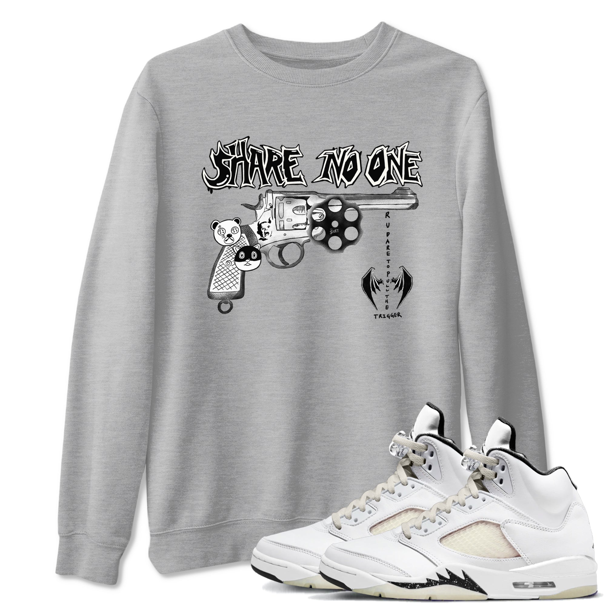 5s Sail shirt to match jordans Share No One sneaker tees Air Jordan 5 Sail SNRT Sneaker Release Tees unisex cotton Heather Grey 1 crew neck shirt