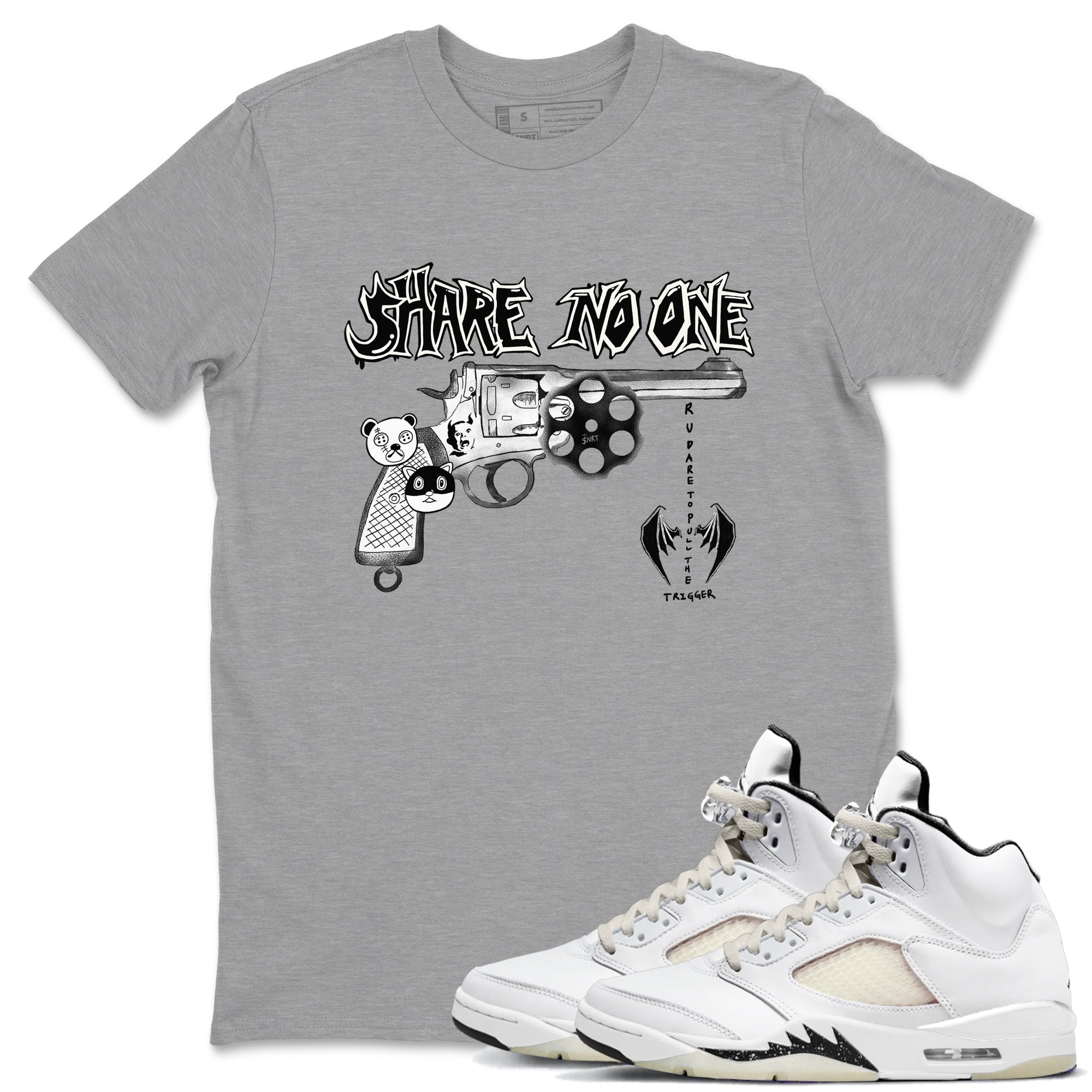 5s Sail shirt to match jordans Share No One sneaker tees Air Jordan 5 Sail SNRT Sneaker Release Tees unisex cotton Heather Grey 1 crew neck shirt