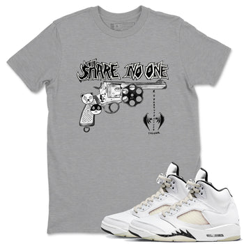 5s Sail shirt to match jordans Share No One sneaker tees Air Jordan 5 Sail SNRT Sneaker Release Tees unisex cotton Heather Grey 1 crew neck shirt