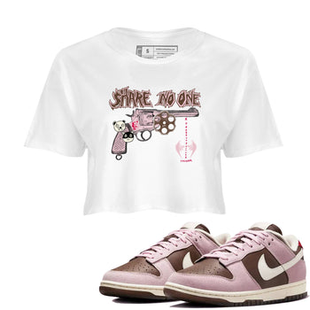 Dunk Cacao Wow And Pink foam shirts to match jordans Share No One sneaker match tees Dunk Cacao Wow And Pink foam SNRT Sneaker Tees streetwear brand White 1 crop tee
