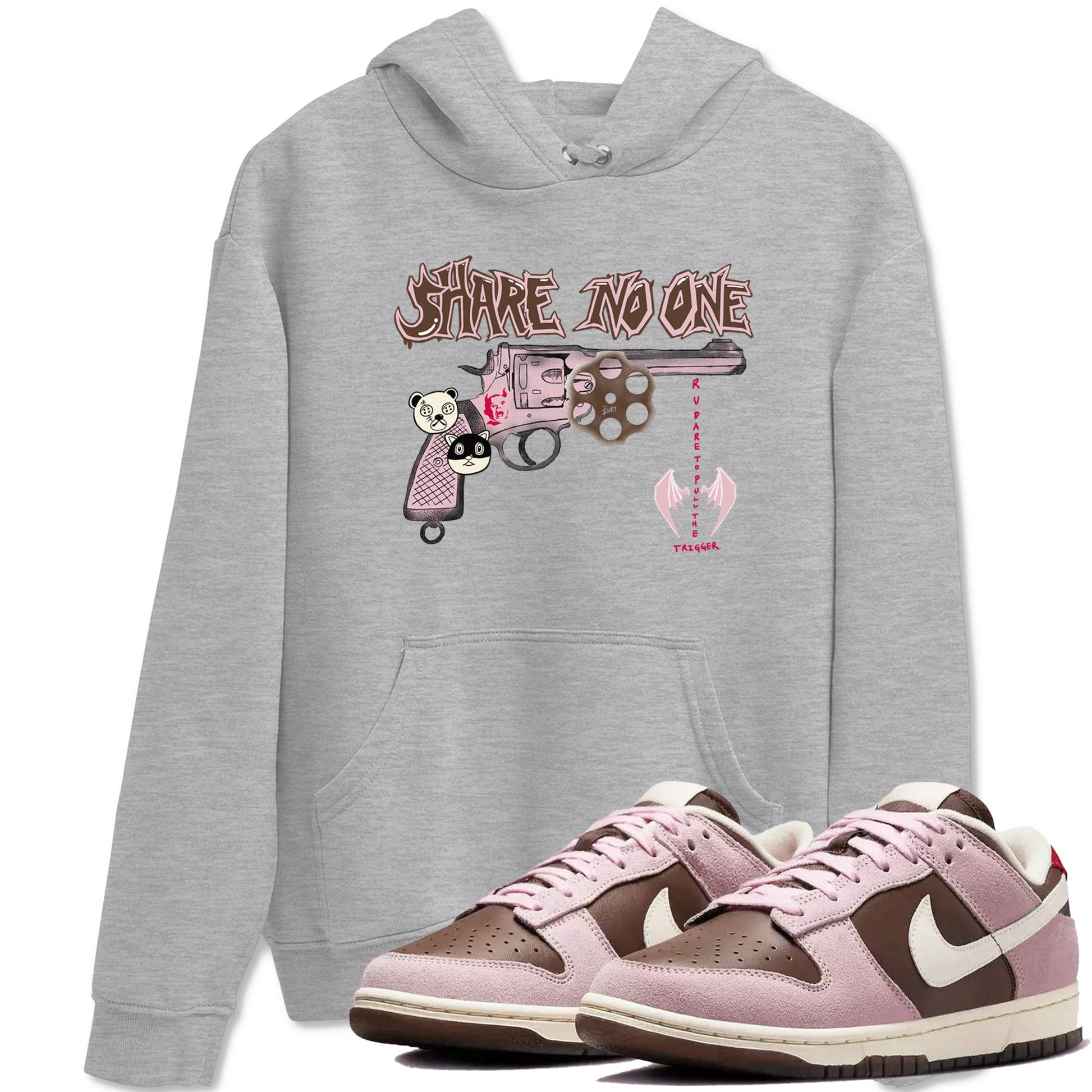 Dunk Cacao Wow And Pink foam shirts to match jordans Share No One sneaker match tees Dunk Cacao Wow And Pink foam SNRT Sneaker Tees streetwear brand Heather Grey 1 unisex cotton tee