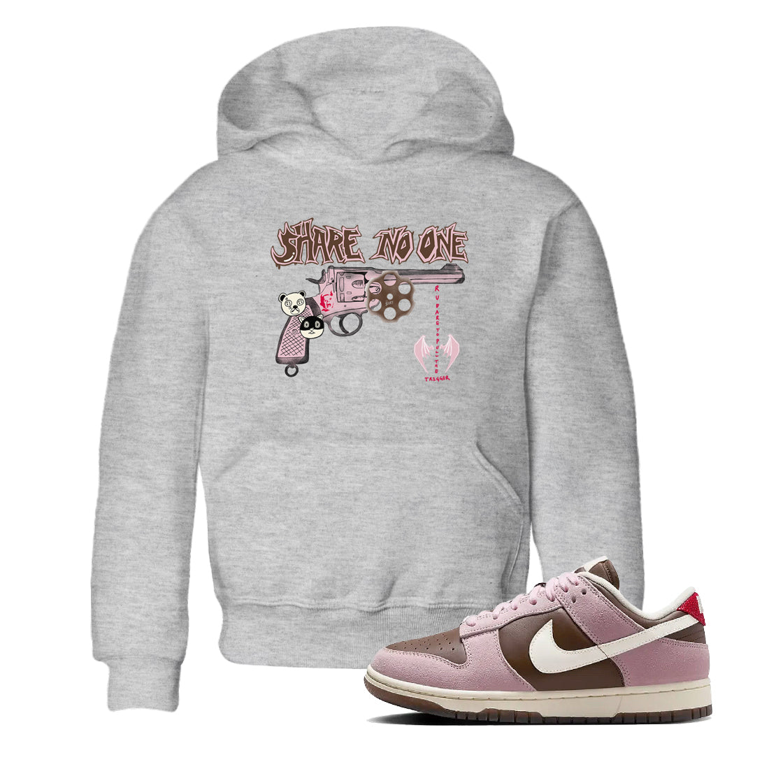 Dunk Cacao Wow And Pink foam shirts to match jordans Share No One sneaker match tees Dunk Cacao Wow And Pink foam SNRT Sneaker Tees streetwear brand Baby and Youth Heather Grey 1 cotton tee
