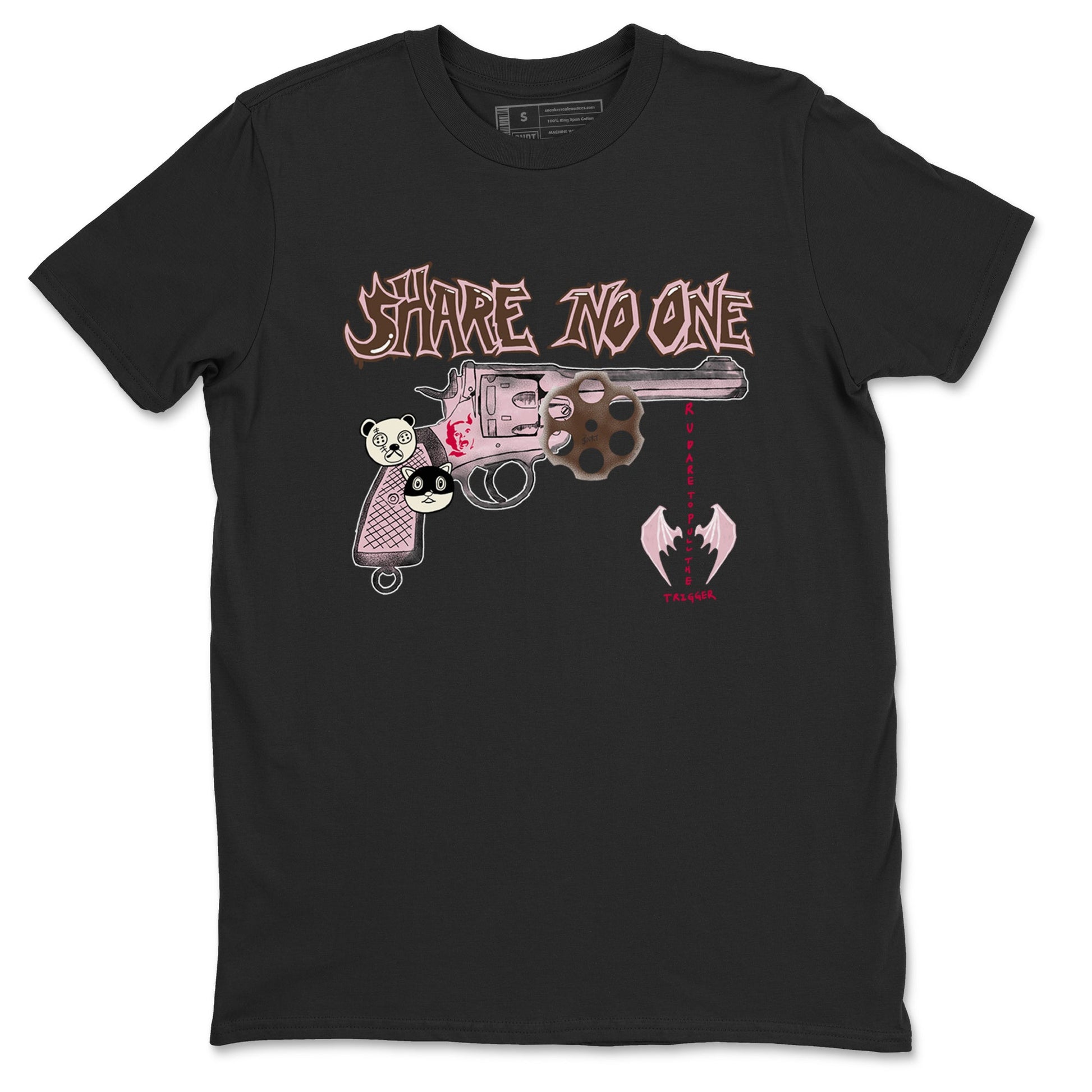 Dunk Cacao Wow And Pink foam shirts to match jordans Share No One sneaker match tees Dunk Cacao Wow And Pink foam SNRT Sneaker Tees streetwear brand Black 2 unisex cotton tee