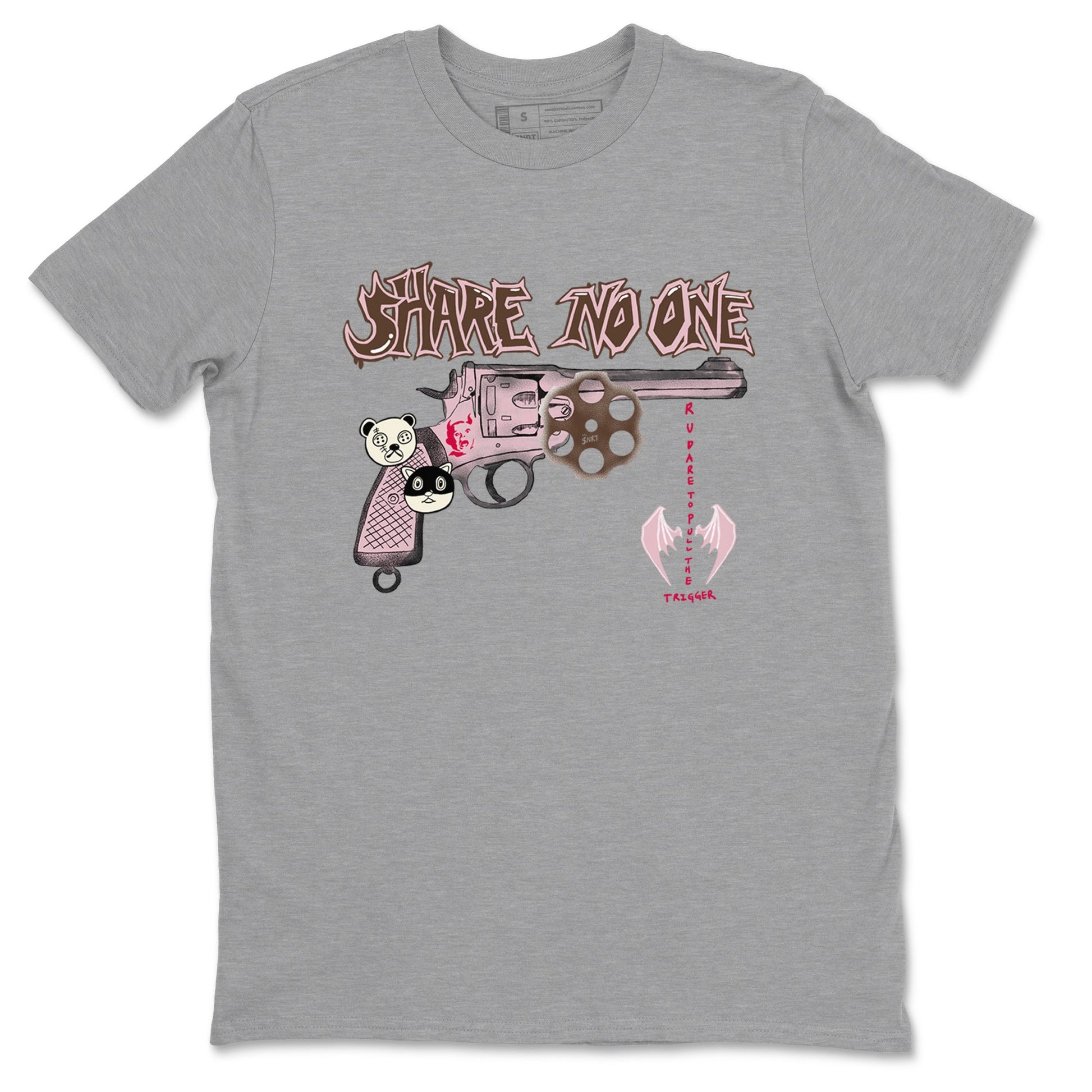 Dunk Cacao Wow And Pink foam shirts to match jordans Share No One sneaker match tees Dunk Cacao Wow And Pink foam SNRT Sneaker Tees streetwear brand Heather Grey 2 unisex cotton tee