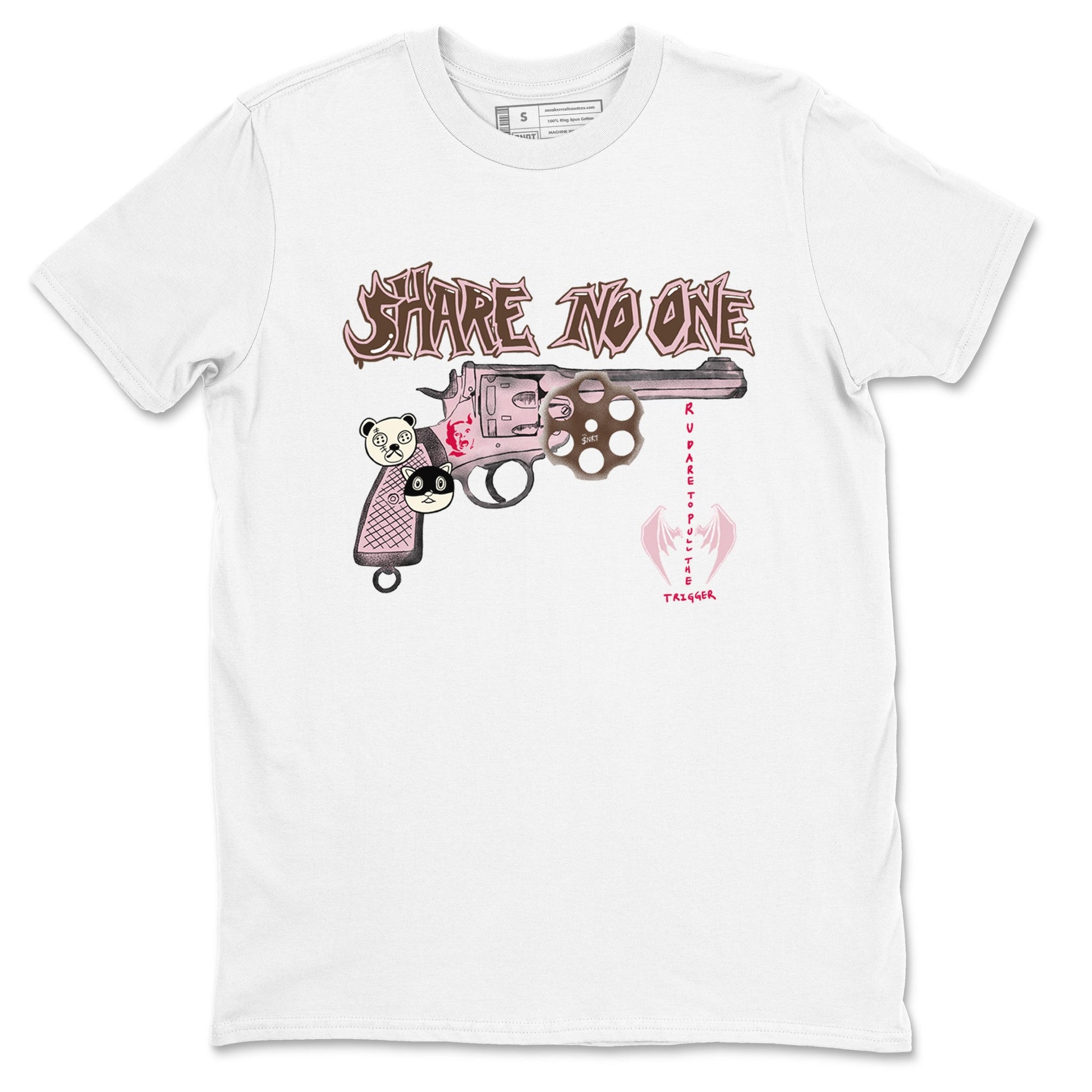 Dunk Cacao Wow And Pink foam shirts to match jordans Share No One sneaker match tees Dunk Cacao Wow And Pink foam SNRT Sneaker Tees streetwear brand White 2 unisex cotton tee