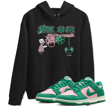 Dunk Medium Soft Pink Malachite shirt to match jordans Share No One sneaker tees Dunk Medium Soft Pink Malachite SNRT Sneaker Release Tees unisex cotton Black 1 crew neck shirt