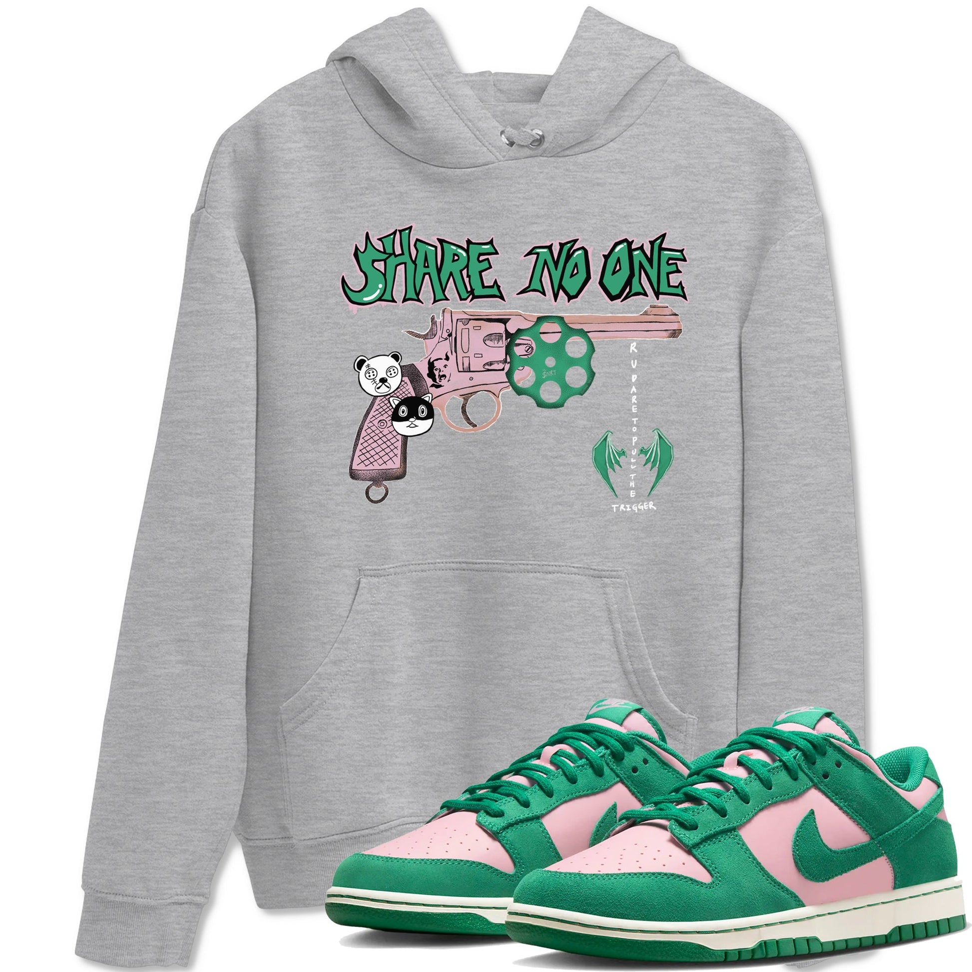 Dunk Medium Soft Pink Malachite shirt to match jordans Share No One sneaker tees Dunk Medium Soft Pink Malachite SNRT Sneaker Release Tees unisex cotton Heather Grey 1 crew neck shirt