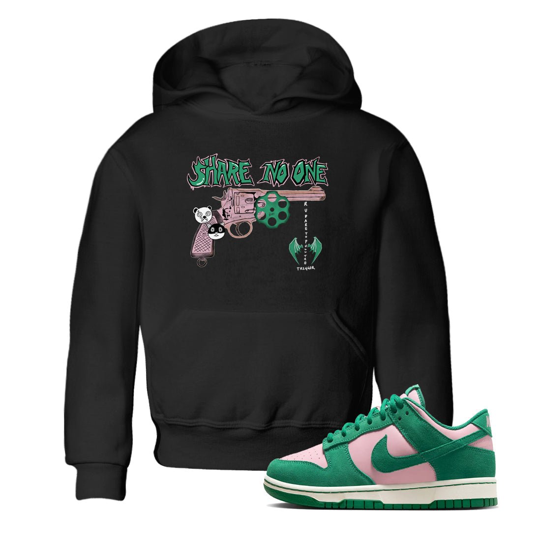 Dunk Medium Soft Pink Malachite shirt to match jordans Share No One sneaker tees Dunk Medium Soft Pink Malachite SNRT sneaker release tees baby toddler Black 1 cotton Shirt