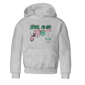 Dunk Medium Soft Pink Malachite shirt to match jordans Share No One sneaker tees Dunk Medium Soft Pink Malachite SNRT sneaker release tees baby toddler Heather Grey 2 cotton Shirt