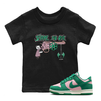 Dunk Medium Soft Pink Malachite shirt to match jordans Share No One sneaker tees Dunk Medium Soft Pink Malachite SNRT sneaker release tees baby toddler Black 1 cotton Shirt