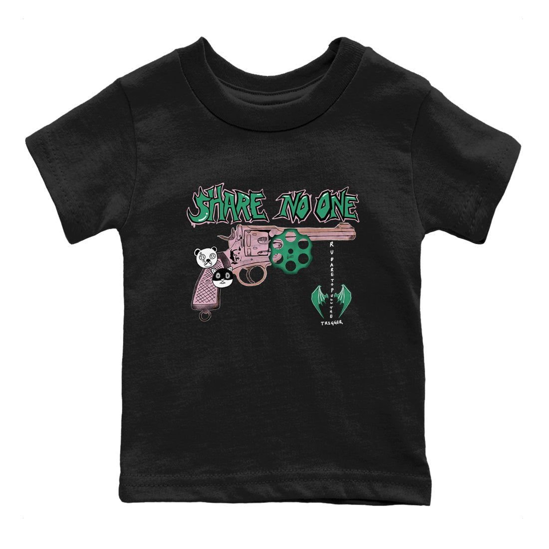Dunk Medium Soft Pink Malachite shirt to match jordans Share No One sneaker tees Dunk Medium Soft Pink Malachite SNRT sneaker release tees baby toddler Black 2 cotton Shirt