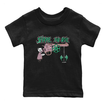 Dunk Medium Soft Pink Malachite shirt to match jordans Share No One sneaker tees Dunk Medium Soft Pink Malachite SNRT sneaker release tees baby toddler Black 2 cotton Shirt