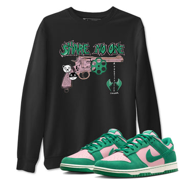 Dunk Medium Soft Pink Malachite shirt to match jordans Share No One sneaker tees Dunk Medium Soft Pink Malachite SNRT Sneaker Release Tees unisex cotton Black 1 crew neck shirt