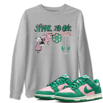 Dunk Medium Soft Pink Malachite shirt to match jordans Share No One sneaker tees Dunk Medium Soft Pink Malachite SNRT Sneaker Release Tees unisex cotton Heather Grey 1 crew neck shirt