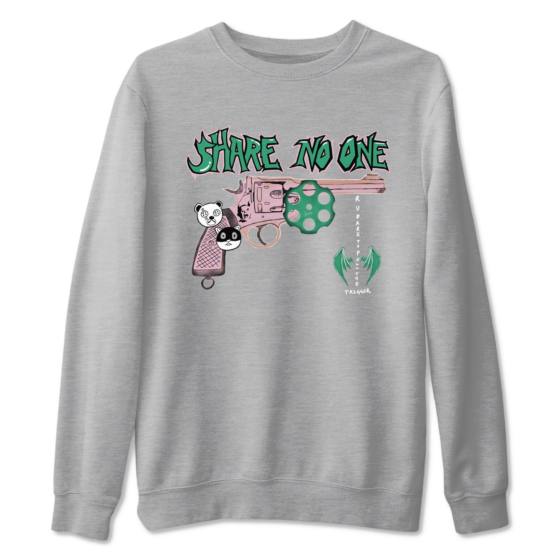 Dunk Medium Soft Pink Malachite shirt to match jordans Share No One sneaker tees Dunk Medium Soft Pink Malachite SNRT Sneaker Release Tees unisex cotton Heather Grey 2 crew neck shirt