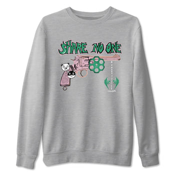 Dunk Medium Soft Pink Malachite shirt to match jordans Share No One sneaker tees Dunk Medium Soft Pink Malachite SNRT Sneaker Release Tees unisex cotton Heather Grey 2 crew neck shirt